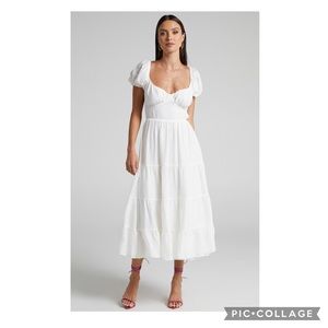 Anita Puff Sleeve Tiered Midi Dress